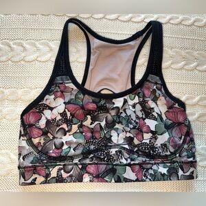 Lululemon Sweaty Or Not Bra So Fly Butterfly Angel Wing Multi/Black Size 6